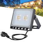 10W LED Fluter Mit Stecker Flutlicht Strahler Gartenlampe Warmweiß Ultradünn DHL