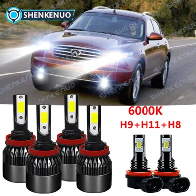 For Infiniti EX35 2008-2010 2011 2012 6000K LED Headlight + Fog Light Bulbs 6X - Image 1 of 4