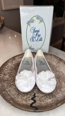 Swea Pea & Lilli Niñas Pisos con Lazo Diamante, Cuero Blanco Talla 2.0 Foto 1 de 4