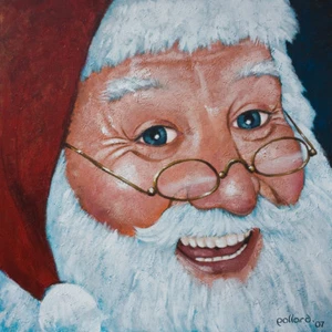 Feliz Santa de Pollard Christmas Saint Nick 8x8 Firmado Santa Claus - Imagen 1 de 3