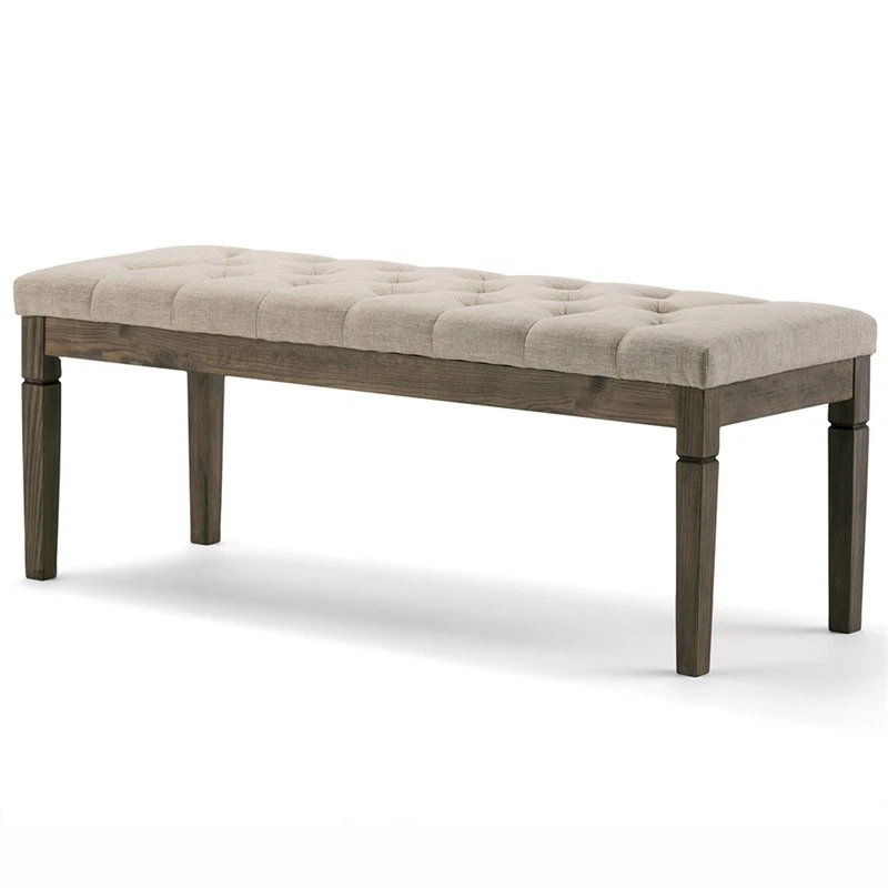 Simpli Home Waverly Tufted Ottoman Bench Natural