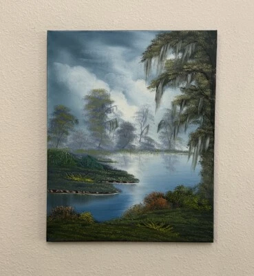 Bob Ross style art original landscape oil painting “Wetlands” 16x20 ooak - Image 1 of 4