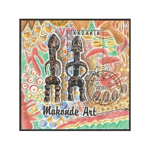 Tanzania 985H,CTO.Michel 1444 Bl.208. Various carved faces, 1992. - Image 1 of 1