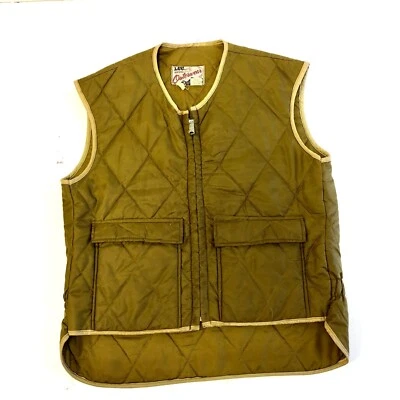 Vintage 70's Lee UNION Made USA QUILTED Nylon ARMY Green Hunting Work Vest M - Image 1 of 4