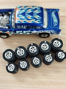 CUSTOM RUBBER WHEELS TIRES 5 SETS 1/64 SIZE CHEVY GASSER WHEELS - Picture 1 of 4