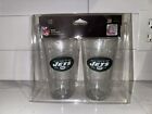 New York Jets 16 oz Satin Etch Logo Pint Glass Set Of 2