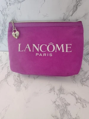 Lancome FUCHSIA Faux Suede Make-Up Cosmetic Bag Purse Case - Image 1 of 3