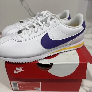 Nike Cortez Kids GS Lakers Casual Lifestyle Shoes Sneakers DM0950-105 Size 7y - Picture 1 of 6