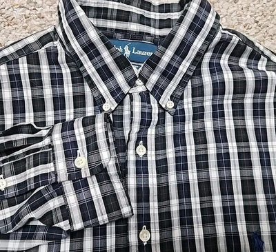 Camisa Ralph Lauren Clásica Tartán A Cuadros Manga Larga Con Botones 18-34/35 De Colección Foto 1 de 4
