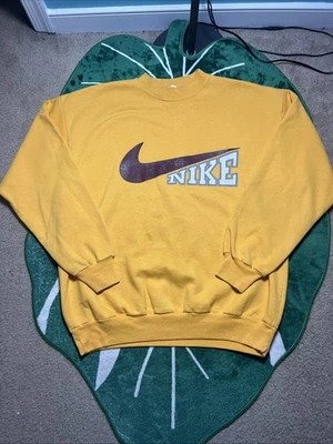 Sudadera Nike Spellout Vintage Años 90 Amarillo Y Rojo Swoosh Mezcla 50/50 Foto 1 de 4