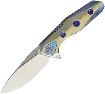 Cuchillo Rike Thor4s Marco Integral Bloqueo Aleta Cuchillo Azul/Verde Ti (2.3" Satinado) Foto 1 de 4