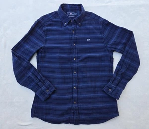 Vineyard Vines Shirt Mens Medium Striped Classic Fit Whale Button Down Flannel - Picture 1 of 11