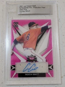 2021 Leaf Valiant Draft Andrew Abbott Autograph Proof Clear Pink 1/1 One of One - Bild 1 von 1