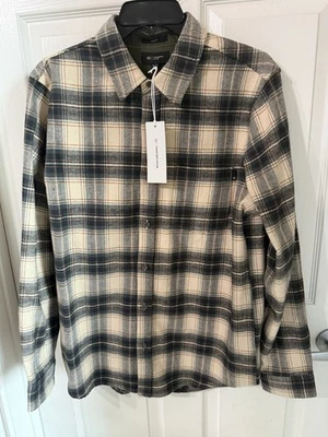 Camisa de manga larga AG Aiden de algodón a cuadros con botones en verde múltiple (talla M). Foto 1 de 4