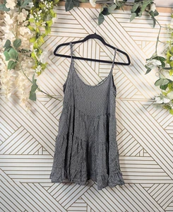 Brandy Melville Jada B&W Floral Dress OS Mini Backless Cami Tiered Swing Beach - Bild 1 von 5