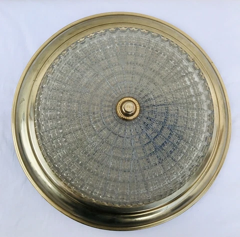 ✨  13" Antique Gold Brass Cut Crystal Crystal Flush Mount Ceiling Light Fixture Cover