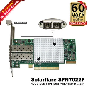 SolarFlare SFN7022F 10Gbps Dual-Port High Profile PCIe 3.0 x8 Network Adapter - Picture 1 of 6