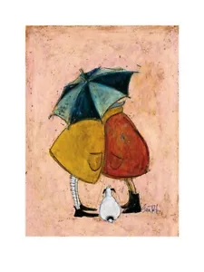 A Sneaky One by Sam Toft Stolen Kisses Under an Umbrella Art Print 8.75x12.25 In - Picture 1 of 1