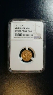 1927 NGC MS62 $2.5 GOLD INDIAN MINT ERROR 2 1/2 Dollar Coin PRICED TO SELL! - Image 1 of 4