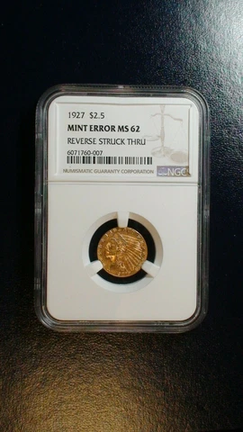 1927 NGC MS62 $2.5 GOLD INDIAN MINT ERROR 2 1/2 Dollar Coin PRICED TO SELL! Cover