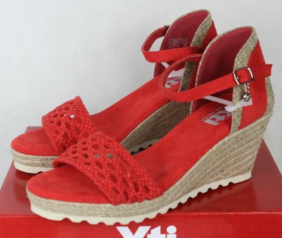 Xti Sandalen mit Keilabsatz in rot,Innensohlen gepolstert,Damen Gr.38 neu - Bild 1 von 4