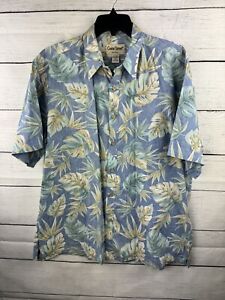 Cooke Street Hawaiian Shirt Size XL X-Large Blue With Palms 100% Cotton