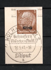 DP in Elsass 1940 Freimarke 1 gebraucht auf Briefstuck mit seltene Liliputstempe - Picture 1 of 2