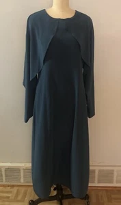 COS Teal 100% Silk Sleeveless Dress With Cape Shoulder Sleeve Size 10 NWT - Picture 1 of 11