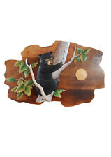 Bear Cubs in Tree Hand Crafted Intarsia Wood Art Wall Hanging 26 X 18 X 2.5