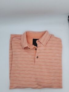 F/X Fusion Mens Sz L Orange Striped Short Sleeve Golf Polo Shirt