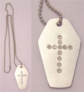 COLLANA CIONDOLO PIASTRINA MILITARE ALLUMINIO BARA con CROCE strass C208 - Imagen 1 de 2