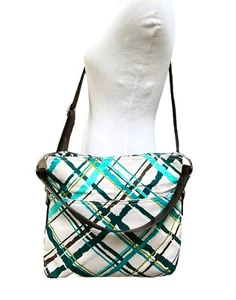 Thirty-One Suite Cross N’ Fold Purse Handbag Crossbody Sea Plaid Convertible NEW - Picture 1 of 16