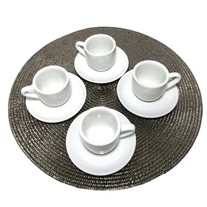 Lot Of 4 Double Espresso Cappuccino 4 oz Cup And Saucer Sets White - Picture 1 of 15