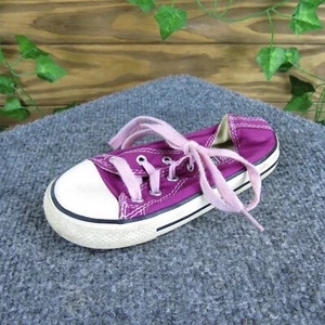 Converse Girls Sneaker Low Top Sz T 9 Medium Purple Fabric Lace Up - Picture 1 of 5