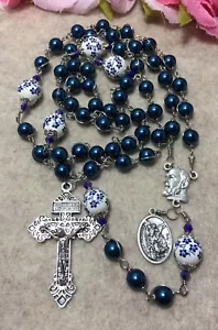 Rosario irrompible de cuentas azules - San Padre Pío, Rosario de San Miguel - Hecho a mano - Imagen 1 de 7