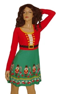 Mujer JUGUETE SOLDADO Vestido Cascanueces Feo Navidad Suéter Fiesta Plus 1X 3X NUEVO - Imagen 1 de 2