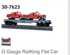 MTH Rail King 30-7623, Flat Car with two Ertl Fire Cars, NIB