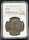 1776-1976 D TYPE I $1 NGC MINT STATE 65  LUSTER SEEMS UNDERGRADED