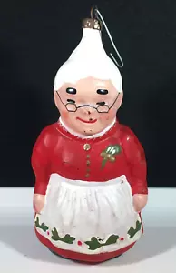 Deco Retro Vintage Hand Blown Painted Glass Mrs Santa Claus Christmas Ornament - Picture 1 of 18