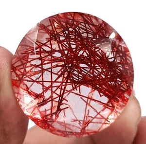 Natural Round Cut 122.25Ct Certified Brazil Red Rutilated Quartz Loose Gems 5AIW - Picture 1 of 7