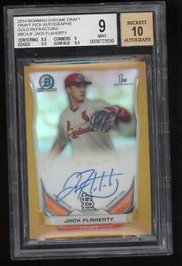 Bowman Chrome Jack Flaherty Gold Refractor 2014 ref autógrafo automático/50 BGS 9/10 - Imagen 1 de 2