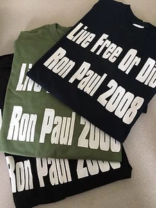 NOS Vote Ron Paul President BLACK 2008 Shirt 2XL Mens Live Free Or Die NH - Picture 1 of 6