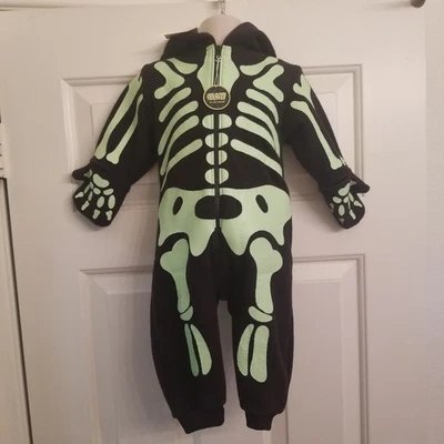 toddler skeleton glow in the dark costume front and back  Zip Front NWT - Image 1 of 4