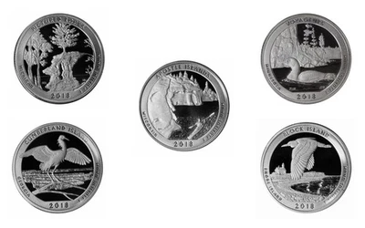 2018 -S Parks Quarter Proof Year set DCAM (Clad) Coins only - Image 1 of 3