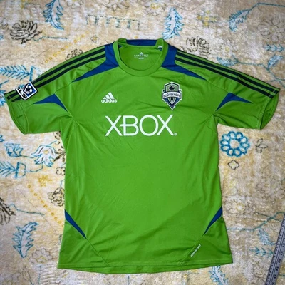 Mens L Adidas Seattle Sounders Xbox MLS Soccer Green Jersey VTG ClimaCool - Image 1 of 4