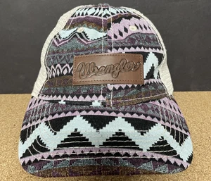 Wrangler Adjustable Cowboy Baseball Cap Rope Logo Leather Patch Blue Purple - Picture 1 of 6
