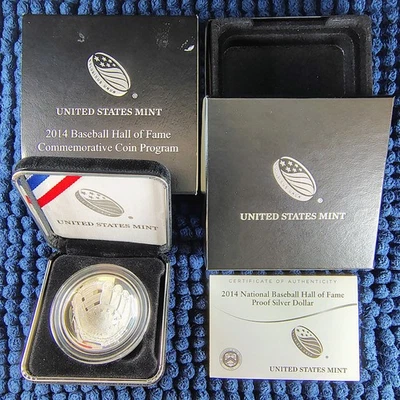 2014-P Proof Silver Commemorative Dollar - Baseball Hall of Fame - OGP & COA - Image 1 of 4