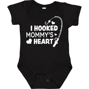 Inktastic I Hooked Mommy's Heart With Fishing Rod Baby Bodysuit Mothers Day Kids - Picture 1 of 9