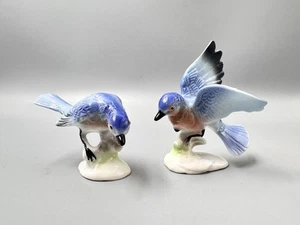 Juego De Colección De 2 Estatuillas Miniatura Pájaros Azules Cerámica Hueso China Pájaro - Imagen 1 de 7