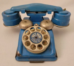 Vintage Blue Voice Phone Toy Telephone - The Gong Bell Mfg. Co. - Picture 1 of 17